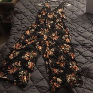 Floral velvet culotte jumpsuit